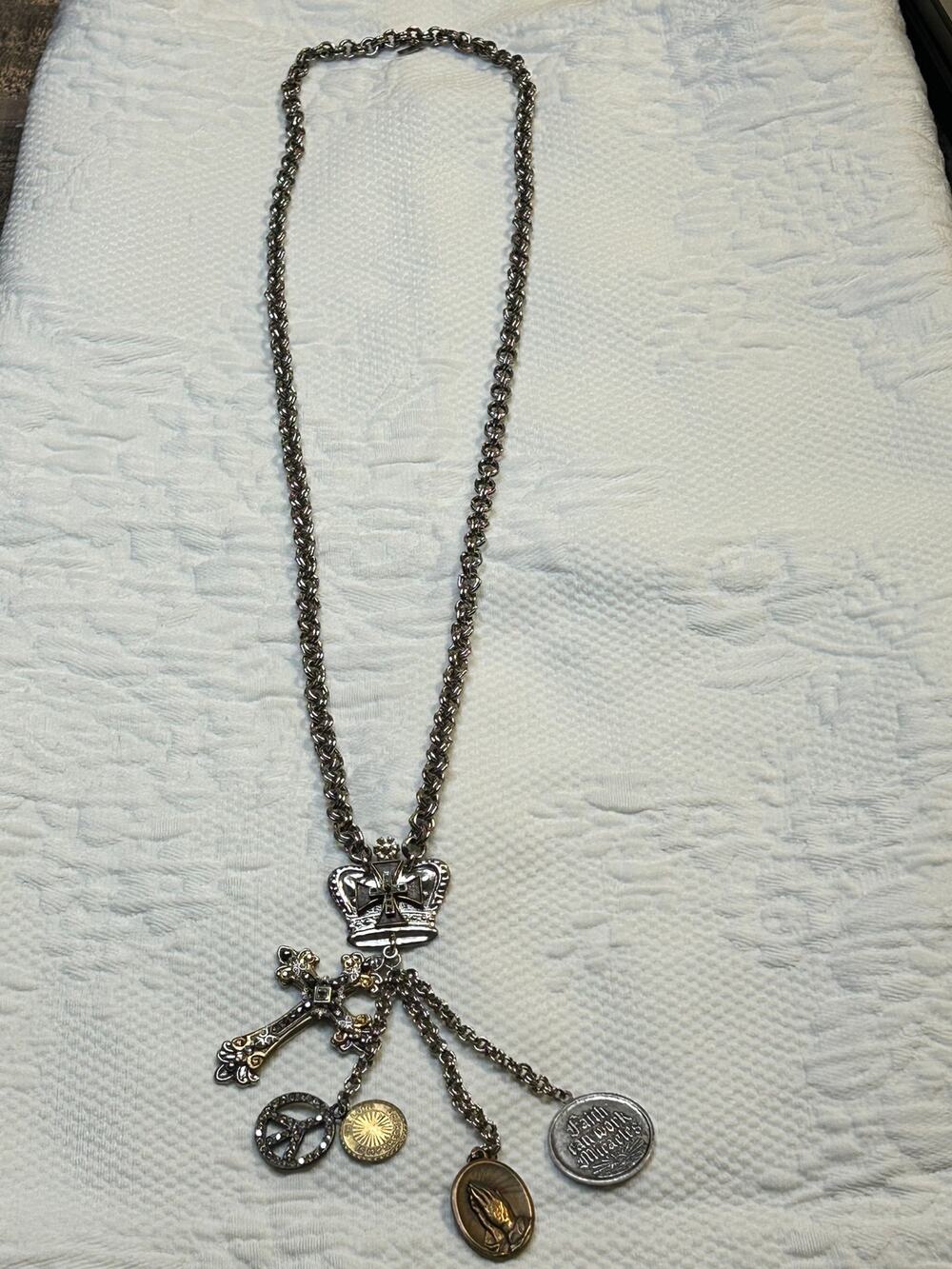 Industrial Chic Multi Charm Cluster Necklace